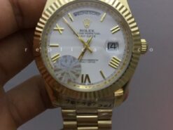 Rolex Day Date Oro Giallo Replica Quadrante Bianco con Numeri Romani 128238