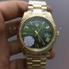 Rolex Day Date President Oro Giallo Replica Quadrante Verde con Numeri Romani 128238